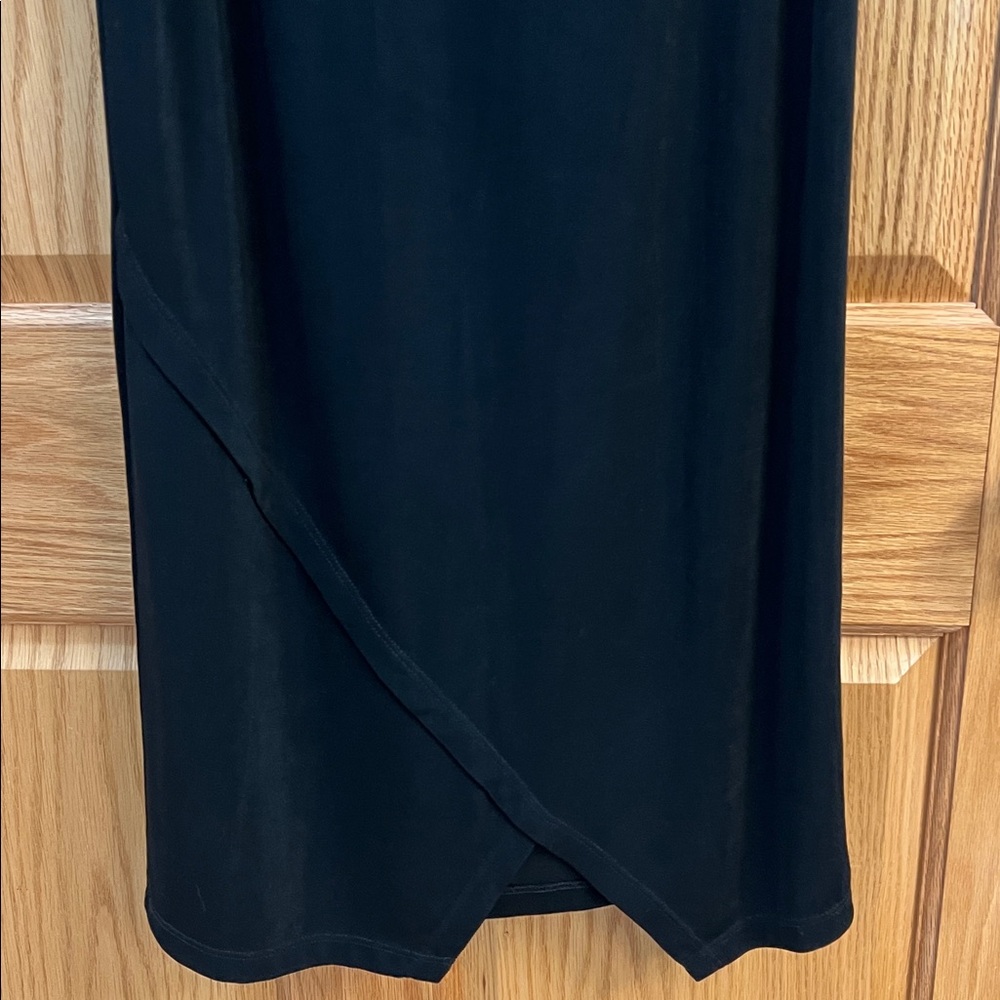 Like NEW Chico's Travelers Full Length, Long Straight Black Skirt w/ Hem Detail - Picture 6 of 9